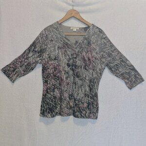 Coldwater Creek 3/4 sleeve lined v neck blouse